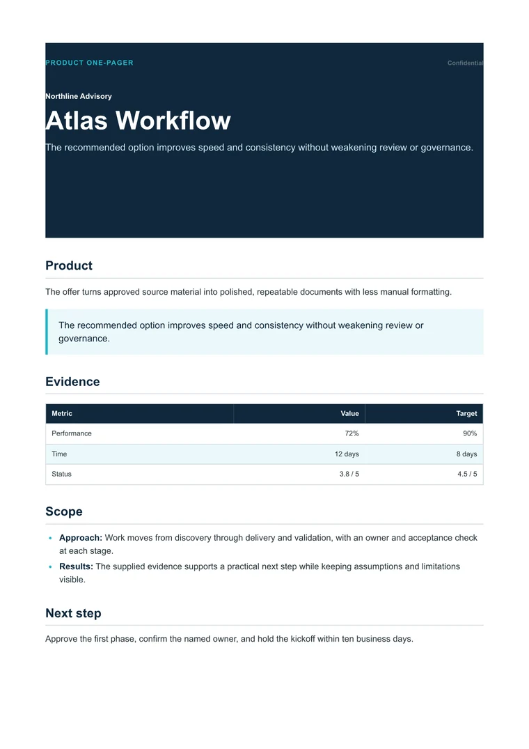 Product One-Pager - Rendered PDF
