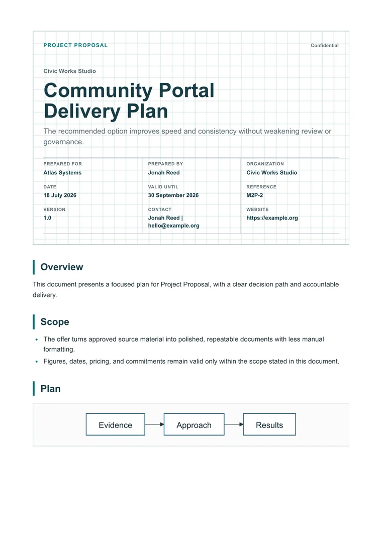 Markdown Project Plan to PDF - Rendered PDF